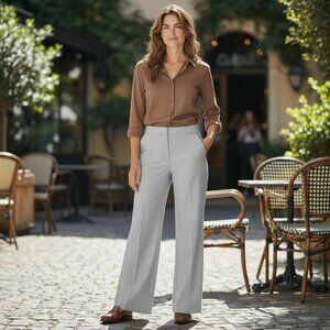 Ann Taylor Factory Petite Neutral Grey Wide Leg Pant 10P